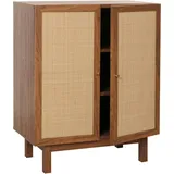 Mendler Highboard HWC-M51, Kommode Schrank Sideboard, Staufächer, Massiv-Holz Mango Kubu Rattan 98x79x42cm Walnuss-Optik