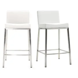 miliboo Design-Hocker 66 cm Weiß 2er-Set EPSILON
