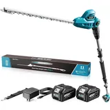 SEESII Teleskop Heckenschere Akku 2,6 M, Heckenschere Elektrisch Mit 40 Cm Doppe