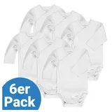 LaLoona Wickelbody Langarm 6er Pack - Weiß - Gr. 62/68