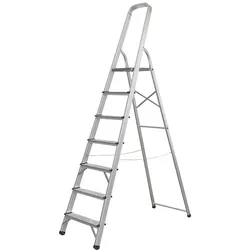 Trittleiter klappbar 7 Stufen, Aluminium, rutschfest, belastbar bis 150kg, Stehleiter