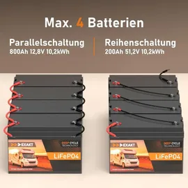Exakt LiFePO4 200Ah 12V Lithium Batterie 2,4 kWh
