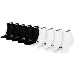 HEAD Unisex Quarter Socken, 9-pack - PERFORMANCE QUARTER ECOM, Sportsocken, Logo Schwarz/Weiß 35-38