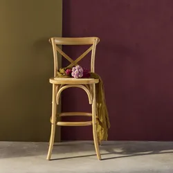 Vintage Bistro Barhocker aus Holz Natur - sweeek