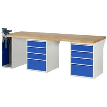 Rau Werkbank Holz/Metall B2500xT900xH890mm bunt 8 Schubladen bestückt