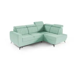moeblo Couch für Wohnzimmer, Samstoff, Ecksofa mit Schlaffunktion und Bettkasten, Schlafsofa, Sofagarnitur, L Sofa Eckcouch L-Form Wohnlandschaft mit Bet... - Grün
