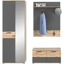 VCM Mason Garderobenkombination 3-teilig Nox Oak / grau - Braun