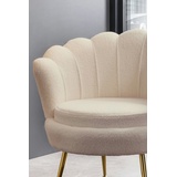 Salesfever Sessel Gr. Bouclé, Beine Chrom goldfarben, mit hohem Sitzkissen, B/H/T: 76 cm x 78 cm x 76 cm, beige (beige, gold) Loungesessel