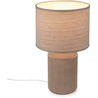 Briloner - Tischlampe Stoffschirm, Kabelschalter, Keramikfuß, Lampe, Nachttischlampe, Tischleuchte,