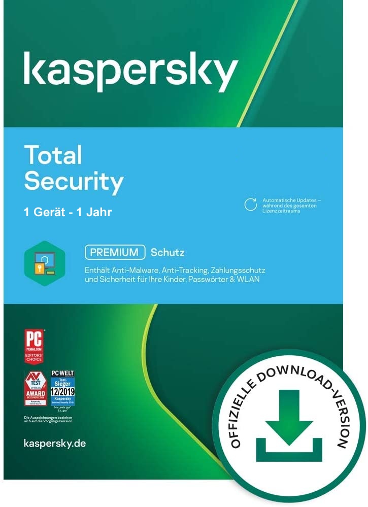 Kaspersky Total Security 2024, 1 Gerät - 1 Jahr, Download, ESD