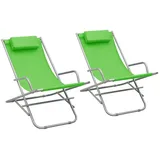 vidaXL 2X Schaukelstuhl Klappbar Liegestuhl Strandliege Strandstuhl Gartenliege Sonnenliege Relaxliege Klappstuhl Campingstuhl Stahl Grün