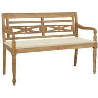 VidaXL Batavia-Gartenbank mit Cremeweißem Kissen 120cm Teak Massivholz