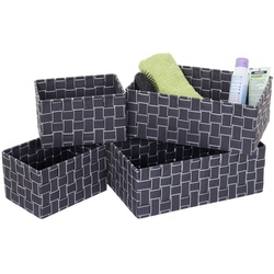 4er Set Aufbewahrungskorb MCW-C37, Dekokorb Korb Körbchen Aufbewahrung Regalkorb Deko ~ dunkelgrau