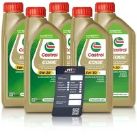 Castrol 5x 1 L EDGE 5W-30 LL+ Ölwechsel-Anhänger [Hersteller-Nr. 15F7DA]