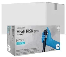SolidSafety HIGH RISK pro Nitrilhandschuhe, puderfrei, blau 081307-S , 1 Karton = 10 Packungen à 50 Stück, Größe S