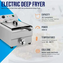 Royal Catering Elektro-Fritteuse - 12 l - 3500 W - Ablasshahn -