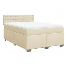 vidaXL Boxspringbett mit Matratze Creme 160x200 cm Stoff