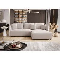 Fun Möbel Ecksofa Schlafsofa EVORA Stoff Poso Altweiß Ottomane