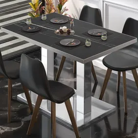 GGM Möbel Bistrotisch 130 x 80 x 75 cm Schwarz Marmor/Edelstahl