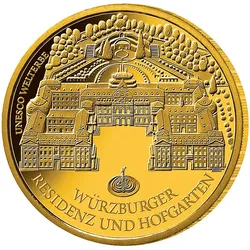100 Euro Goldmünze 2010 "UNESCO-Weltkulturerbestadt Würzburg" - gem. Prägezeichen
