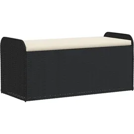 vidaXL Sitzbank mit Stauraum & Kissen Schwarz 115x51x52 cm Poly Rattan