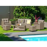 Konifera Gartenlounge-Set »Lorca« Set, 2xSessel,2er Sofa,1xTisch 90x55x42,5cm,2x Hocker inkl. Auflagen, Stahl, 16 Stk. tlg. Polyrattan, Ablagefläche unter dem Tisch, Tischplatte aus Nonwood, beige-beige +, , 78855337-0