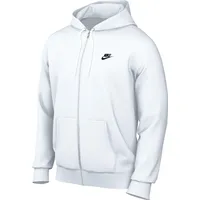 Nike Club Herren-Hoodie Aus Fleece Mit Durchgehendem Reißverschluss, White/White/Black,