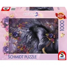 Schmidt Spiele Schmidt 58512 - Laurie Prindle, Blaue Rose, Einhorn/Pferde-Puzzle, 1000 Teile