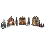 Spetebo Weihnachtsdorf Set 17-teilig mit 9 warmweißen LEDs