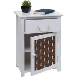 Mendler Kommode HWC-K83, Schrank Schubladenschrank, Holz FSC-zertifiziert 55x39,5x28,5cm ~ weiß, Polyrattan braun