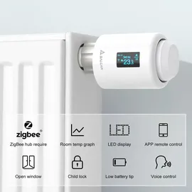 salcar Heizkörperthermostat OLED-Display smart Tuya ZigBee kompatibel mit Amazon Alexa und Google Assistant
