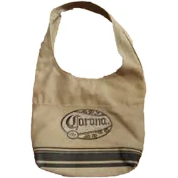 Corona Bier Canvas Schulter-Tasche kleiner Shopper Fan-Artikel Canvas Tasche 48x25 cm Beige/Braun - One-Size