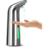 MIFULY Automatischer Seifenspender, 4 Stufen Einstellbar, für Küche und Bad, berührungslos, mit Infrarot-Bewegungssensor, wasserdicht, 400ml/396.9 g Silber