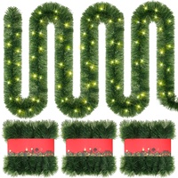Riceshoot 3 Stück 30 m Weihnachtsgirlande mit LED-Licht, künstliche Kiefer-Girlande, für drinnen und draußen, beleuchtet Girlande für Treppengeländer, Kaminsims, Veranda, Hochzeit, Urlaub, Party,