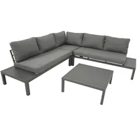 FRG Eck-Lounge Set mit Tisch, Aluminium grau grau