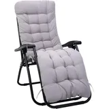 DoeDoefong Liegenauflage 170x48x8cm, Dicke Polsterauflage für Gartenliege Deckchair Sonnenliege, Weiches Ersatz Kissen für Liegestuhl Balkonliege Bank Schaukelstuhl, Schwarz/Grau