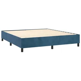 vidaXL Boxspringbett mit Matratze & LED Dunkelblau 180x200 cm Samt