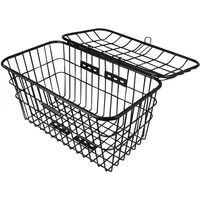 PENIKOKO Fahrradkorb Vorne Großer Lenkerkorb Aus Eisen Mit Deckel Drahtkorb Zur Aufbewahrung Freizeit Outdoor Fahrradtour