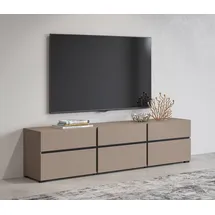 INOSIGN Lowboard Cross, moderne grifflose TV-Kommode,3 Klappen/3 Schubkästen, Breite 180 cm, TV-Schrank mit viel Stauraum, TV-Board braun|schwarz