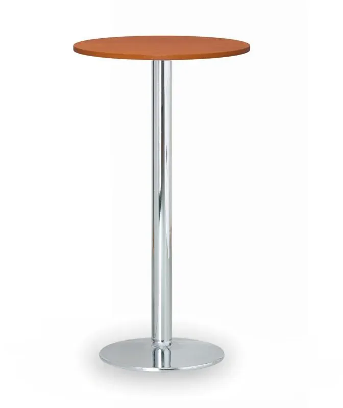 Partytisch, Gastro Stehtisch OLYMPO II, Durchmesser 60 cm, verchromtes Fußgestell, Platte Kischbaum
