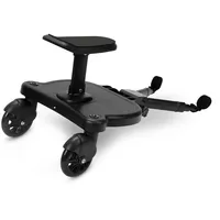 Tubiaz Buggy Board mit Sitz, Kiddy Board Trittbrett, Universal Stehbrett, 360°Zweirad Design, Kinderwagen Zubehör, mit Kinderwagensitz, passend für jeden Kinderwagen erhältlich(Schwarz)