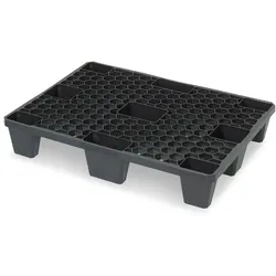 5x Kunststoffpalette im halben Euromaß, 800x600x140 mm, schwarz, durchbrochen