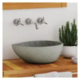 vidaXL Flussstein Oval Waschbecken 37-46 x 29-36 cm 146213