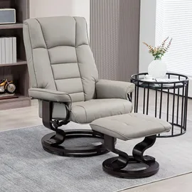 Homcom Relaxsessel mit Hocker, Drehbar Fernsehsessel mit Liegefunktion, Kunstleder,