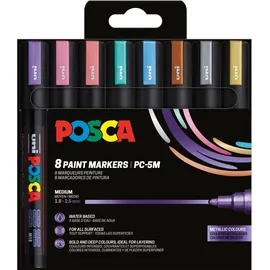 Posca 182557 - POSCA Marker sæt PC-5M, 8 ass. Metallic Farver