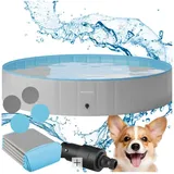 Tectake Hundepool rund Blau/Grau Ø 160 cm