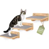 WOOWOOD® Kletterwand Katzen | Katzentreppen 3Er-Set | Katzentreppe Wand | Katzen