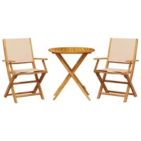 vidaXL 3-tlg. Bistro-Set Beige Stoff und Massivholz