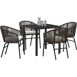 vidaXL Garten Essgruppe 5 pcs Braun Poly Rattan