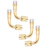 BAYLI 4 x Ventilverlängerungen PKW, Motorrad & Fahrrad 90° Reifenventil Verlängerung | Reifen Ventiladapter | 90 Grad Eckventil | Winkelventil aus Messing | Aufsatzventil [360° drehbar] | Schrader Ventil